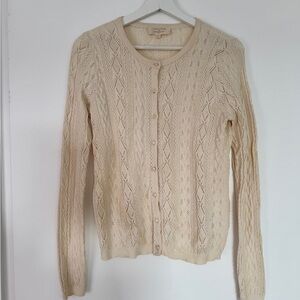 Sezane Ruben Cream Button-Up Cardigan